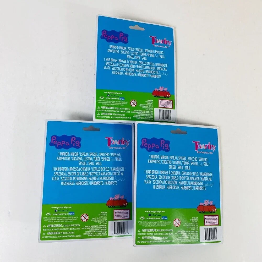 Peppa Pig Brush & Mirror Set 3-Pack Kids Hair Styling Grooming Tool New Fun Gift